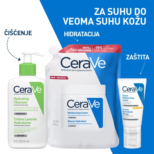 CERAVE HIDRATANTNA KREMA, ZA SUHU DO VRLO SUHU KOŽU, REFILL, 454ML - Slika 7