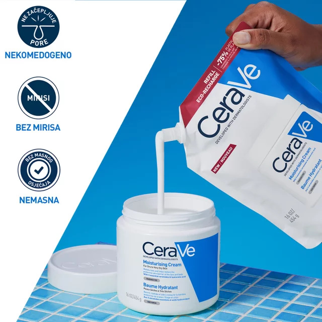 CERAVE HIDRATANTNA KREMA, ZA SUHU DO VRLO SUHU KOŽU, REFILL, 454ML - Slika 5
