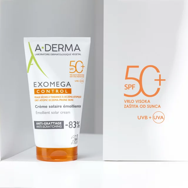 A-DERMA EXOMEGA CONTROL EMOLIJENTNA KREMA ZA ZAŠTITU OD SUNCA SPFF50+ 150ML - Slika 2